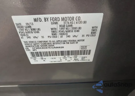 2014 Ford Explorer Xlt z USA, uszkodzony, nr VIN 1FM5K8D87EGA66828